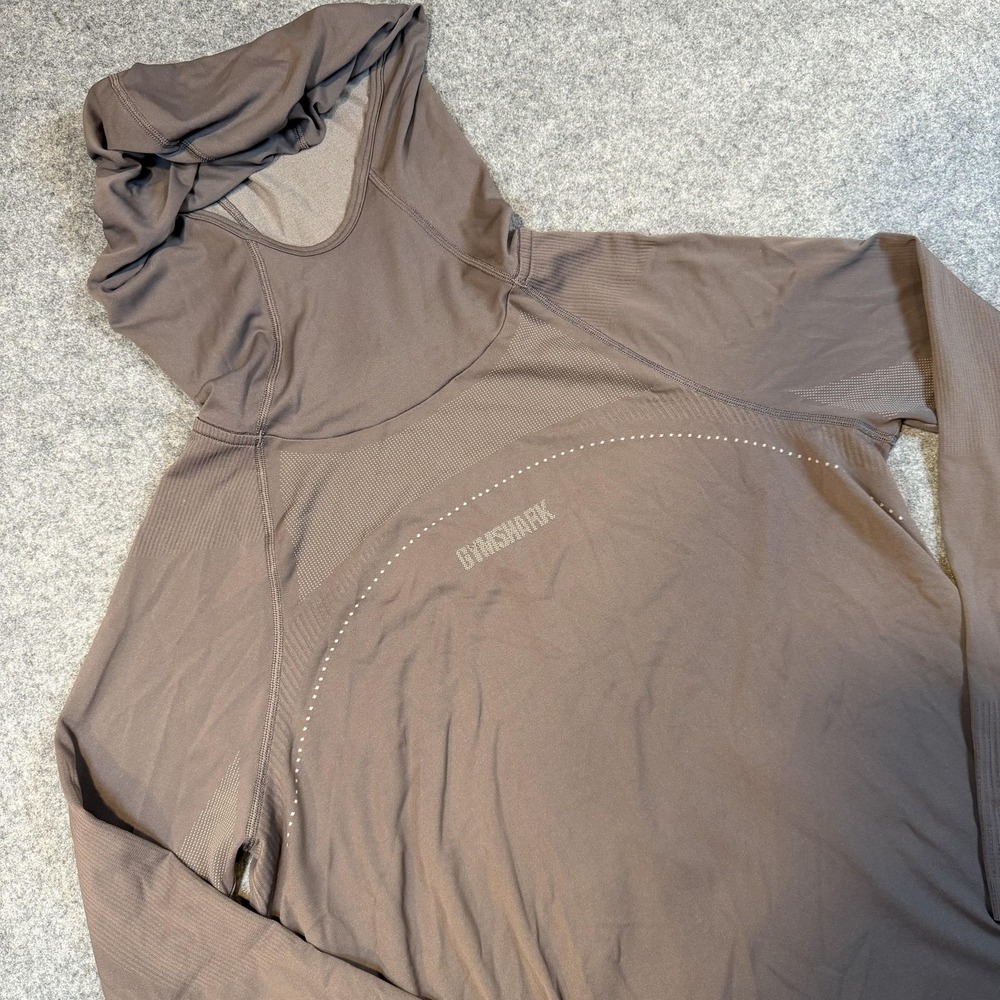Gymshark Shirt Hoodie Mens Medium Brown Long Sleeve Athletic Training Top